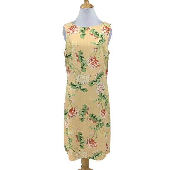 Tommy Bahama Dress Womens 10 Multi Hawaiian Silk Back Zip Floral Print Shift - Picture 1 of 11
